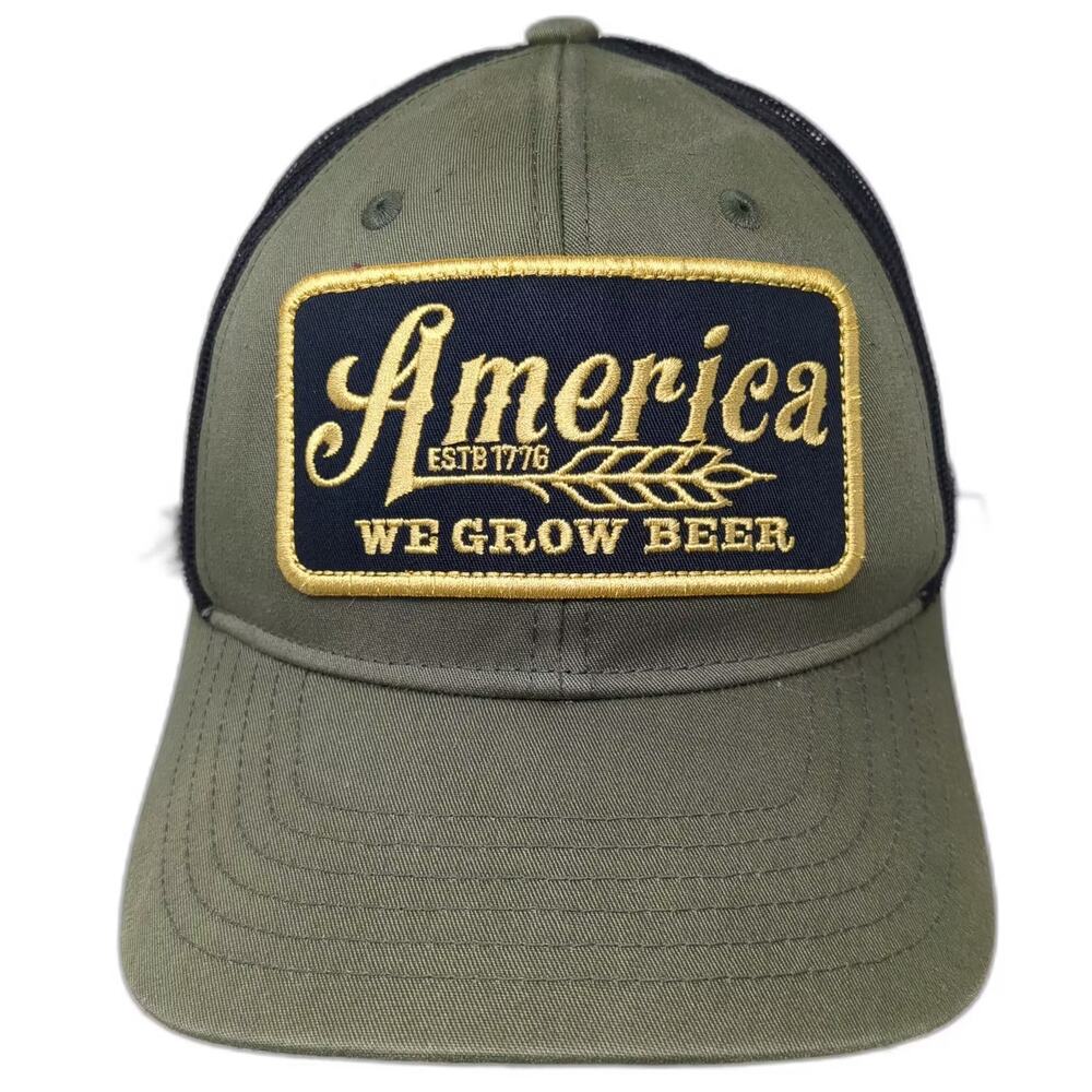 Rural Cloth Trucker Hat Green Black America We Grow Beer Mesh Patch OS Snapback